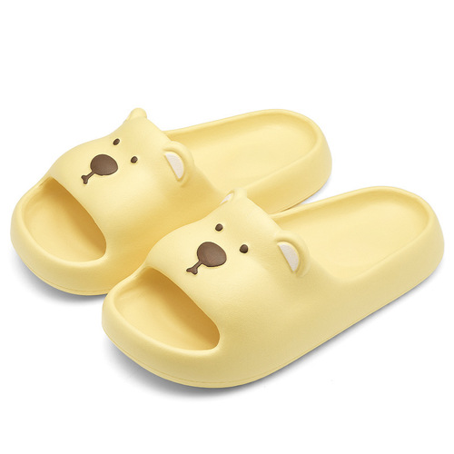 Cute Bear Children's Summer Slippers for Girls, Indoor Home Slippers with Non-Slip Bathroom Shower New Style Parent-Child Slippers