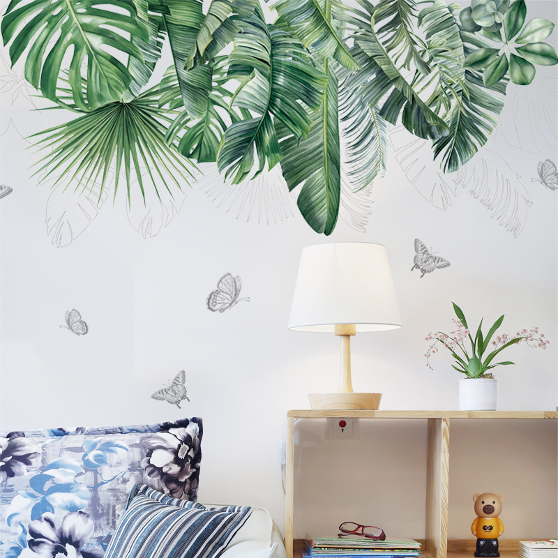 New Fashion Tropical Green Plant Leaf Wall Sticker display picture 5