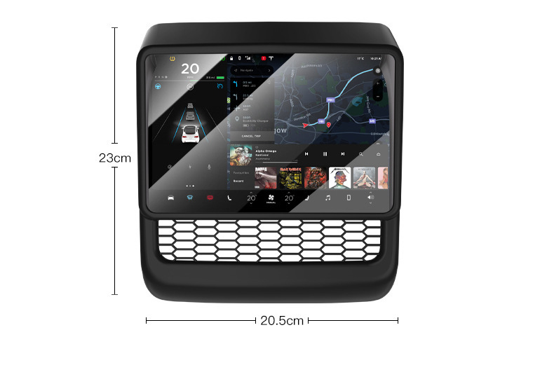 Suitable for Tesla's New Version of Model 3/Y/Yl Central Control Screen Tempered Film Rear Row Protective Film Frame