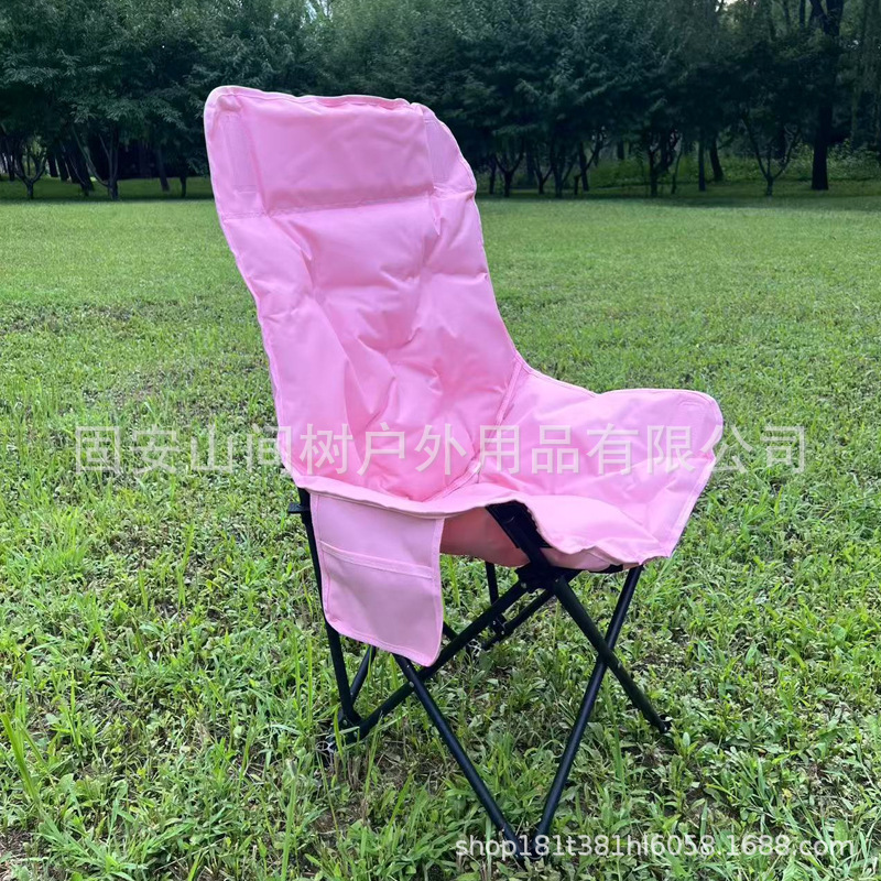 加棉月亮棉折叠椅高靠背户外露营便携式懒人椅野餐加棉加高月亮椅|undefined