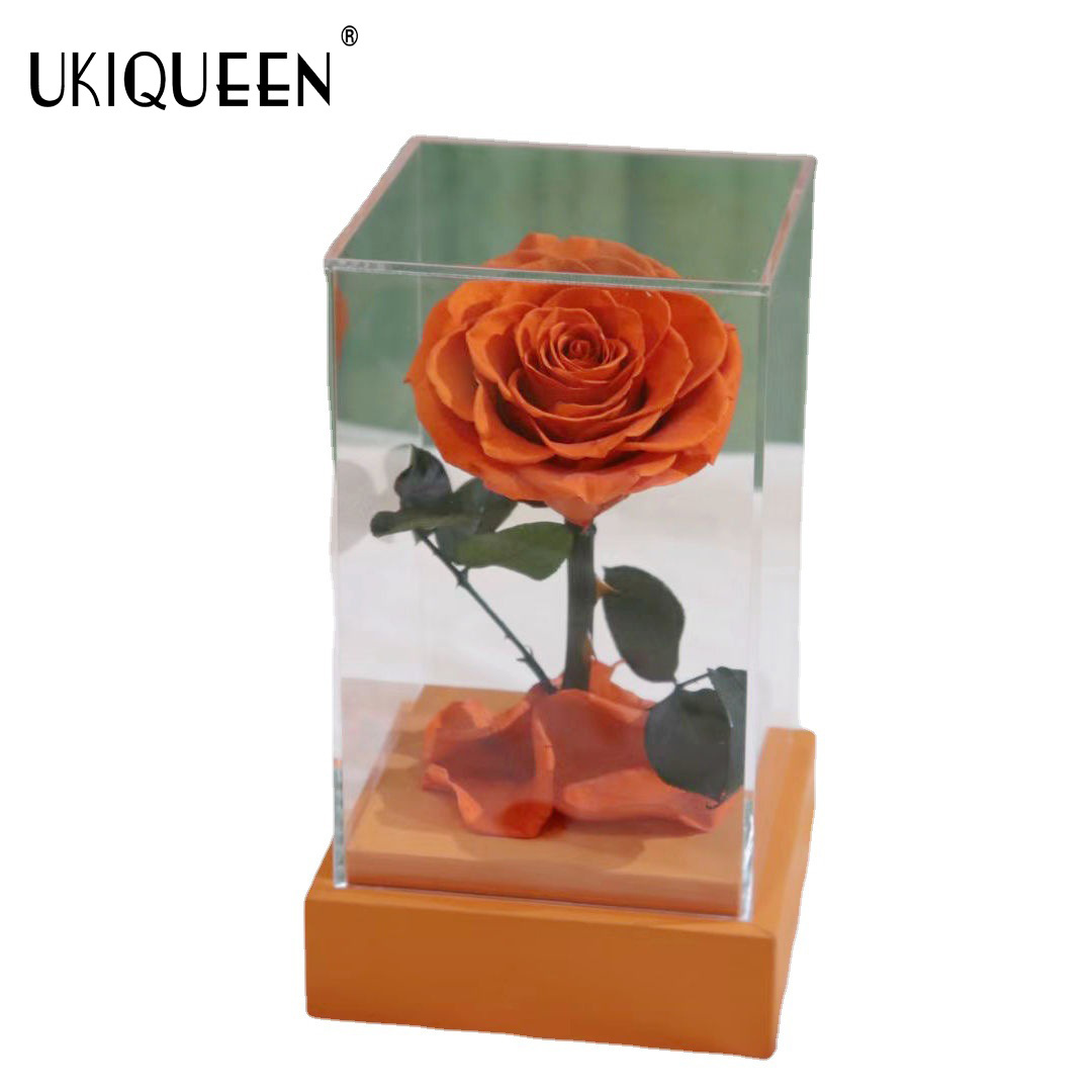 Eternal Flower Rose caja de regalo flores de acrílico transparente al por mayor de suministro directo transfronterizo Qixi regalo