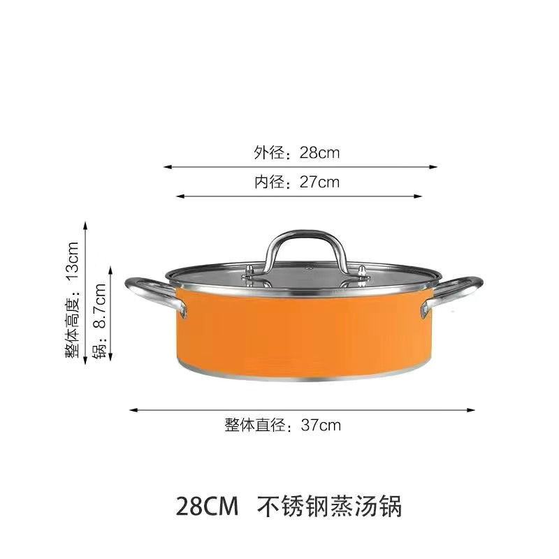 Regalo hot pot con cubierta de acero inoxidable electromagnético de gran capacidad olla de cocina de cocina de horta de verduras de vacaciones buena fortuna comienza