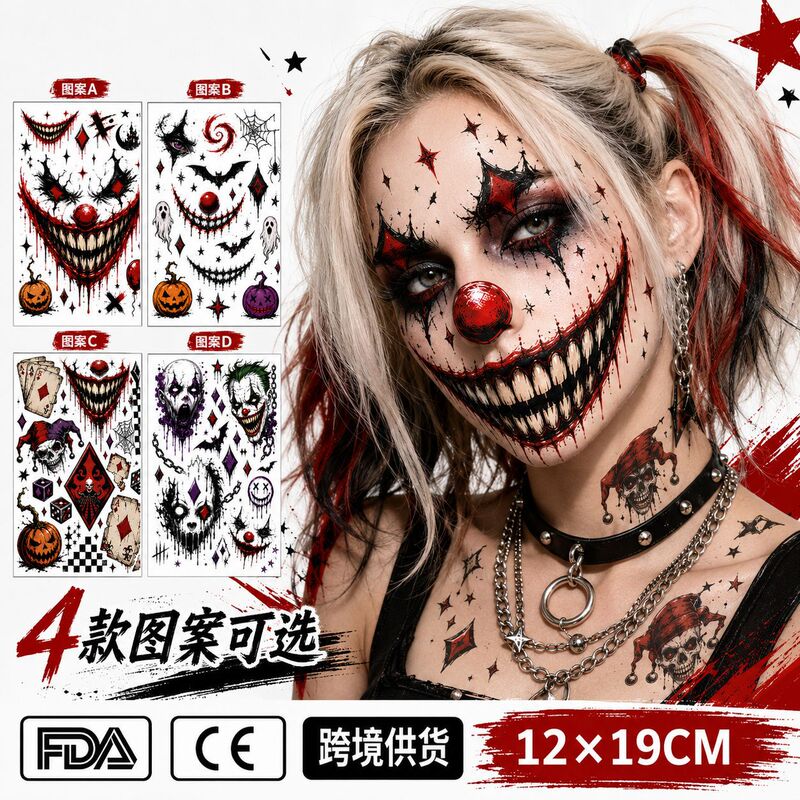 Cross-Border Suicide Squad Tattoo Stickers Wholesale in Stock Halloween Cosplay Waterproof Temporary Tattoo Stickers Custom-Made