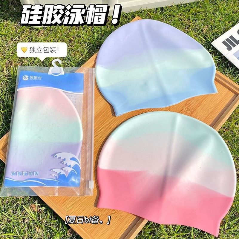 泳帽女款防水不勒头加大款长发舒适硅胶护耳大头围成人男士游泳帽