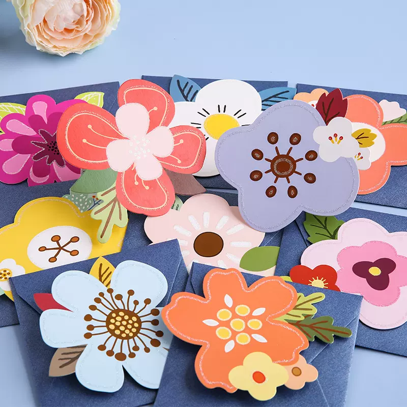 创意ins风简约花卉贺卡祝福感恩感谢留言卡礼物手写小卡片带信封