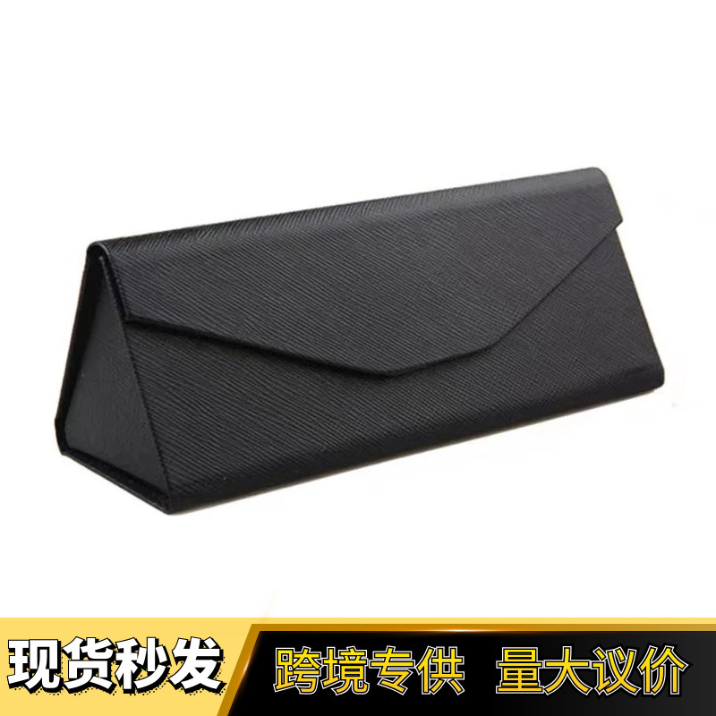 Triangular Folding Glasses Case, Custom Cross-Pattern Handmade Mirror Case, Wholesale Sunglasses Case, Wallet Glasses Case in Stock