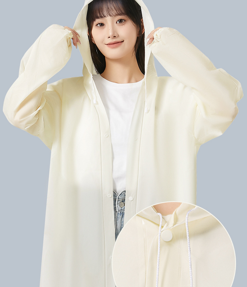  尚官 便携式束口雨衣 棷奶白/件 透明加厚 户外登山徒步 带帽雨披