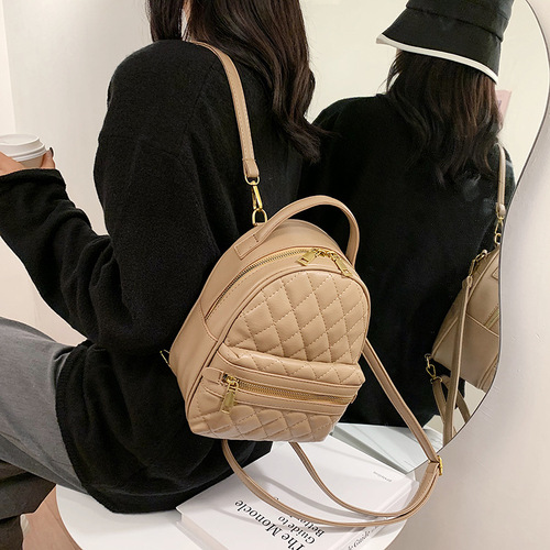  New Trendy Versatile Backpack Ins Backpack Chic Hong Kong Style Shoulder Bag Women's Korean Edition Versatile Ling Grid Backpack