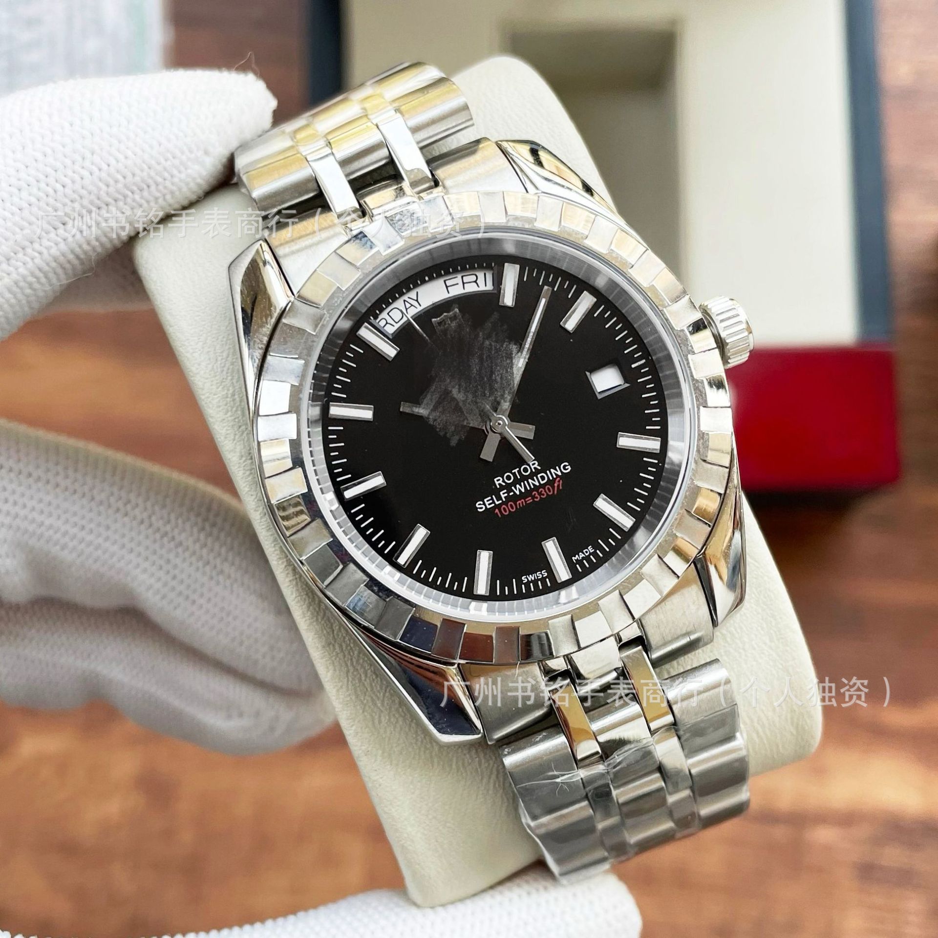 Dijia Automatic Mechanical Dd Dual Calendar Three-Hand Diamond-Encrusted Fashion Steel Band Men's Watch Manufacturer Direct Delivery Fully Automatic