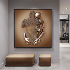 跨境新款歐美金屬人物雕像藝術海報臥室客廳背景牆裝飾無框帆布畫