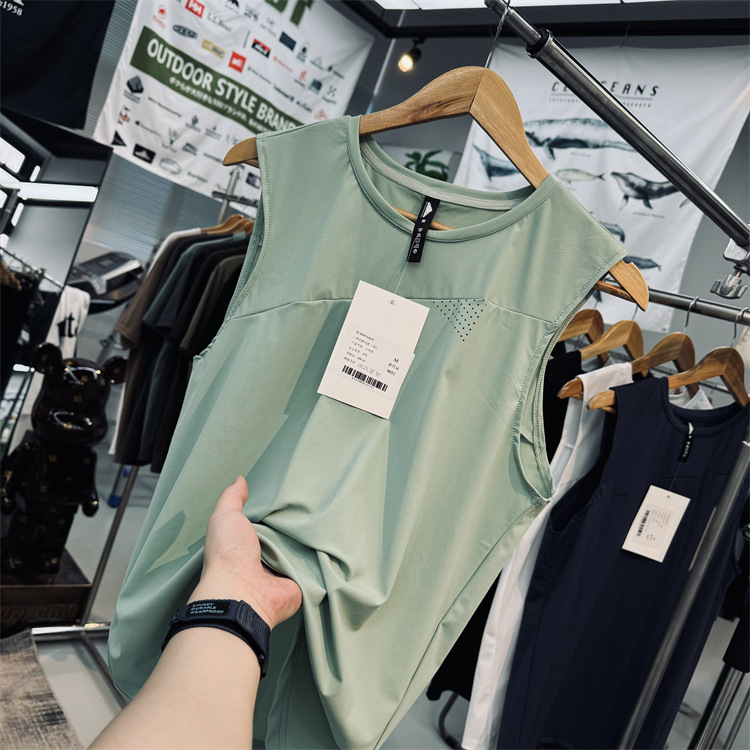 Summer Men's and Women's Same Style Cool Nylon Elastic Technology Fabric Laser Punching Sports Fitness Sleeveless Vest