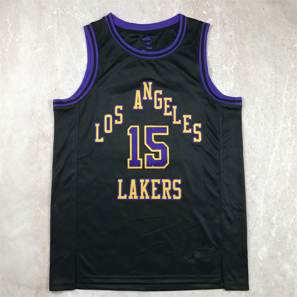 Heat-Pressed Fan Basketball Uniform 2024 New Season Lakers No. 15 Rivers Reaves Black City Version