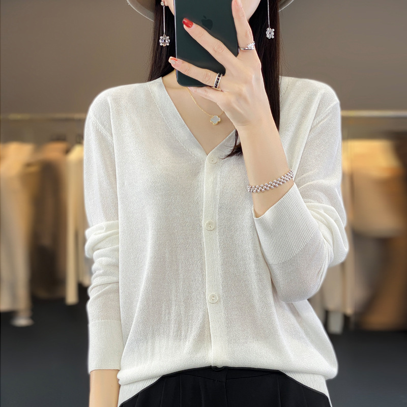 Cross-Border Linen Gilt Sand Cardigan Women's Summer Thin 2025 New Outer Knitwear Sun Protection Jacket V Neck Top