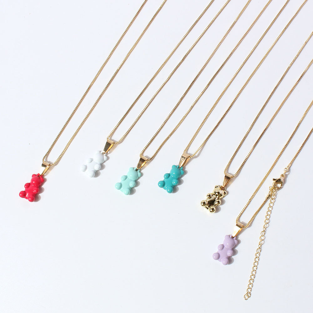 Necklace Classification Alloy Chain Material Chain/Winding Twist Chain Chain Type Wedding, Travel Occasion Alloy Material Fashion Bear Alloy Copper Wholesale Pendant Necklaces