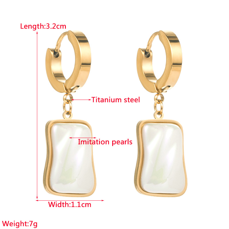 Fashion Geometric Titanium Steel Drop Earrings Plating Artificial Pearls Stainless Steel Earrings display picture 1