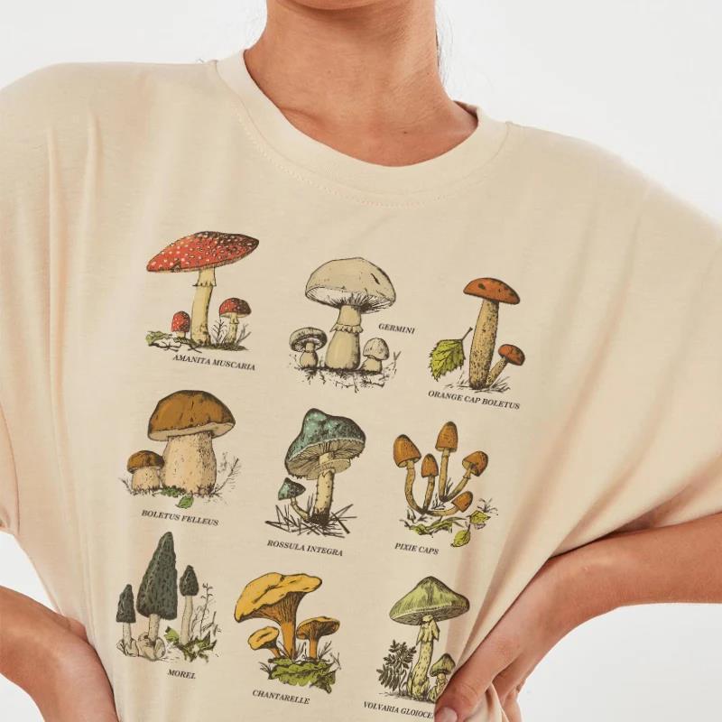 M001 Vintage Fashion Mushroom Special Print T-Shirt Egirl Gr