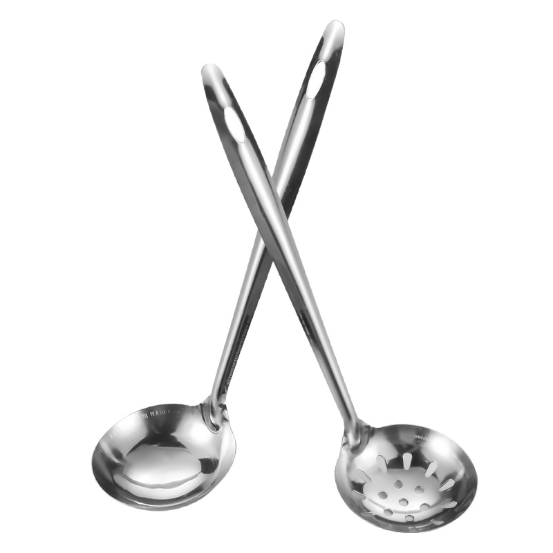 Cuchara para sopa de acero inoxidable con mango liso, adecuada para servir sopa y papilla, utensilio de cocina, cuchara para servir en restaurantes, cuchara coladora, cuchara para olla caliente de mango largo, colador de sopa moderno.