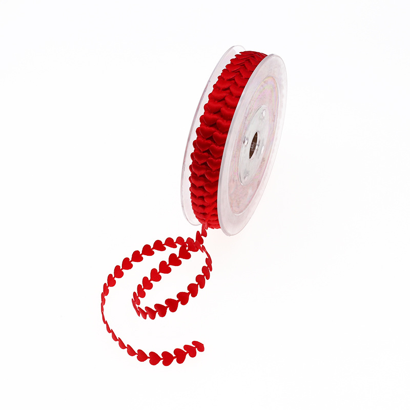 Ultrasónico boda melocotón corazón cinta de satén en relieve Día San Valentín amor regalo flor accesorios embalaje