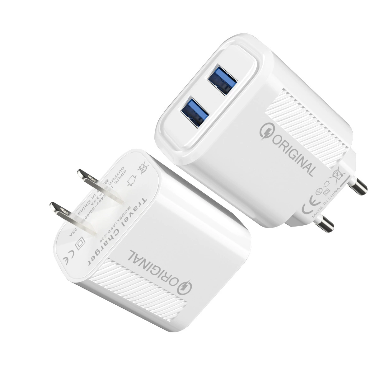 Двойной USB многопорт зарядное устройство для мобильного телефона 2.4A быстрая вставка, питание через заголовок 2U настенное зарядное устройство европейская и американская оптовая торговля