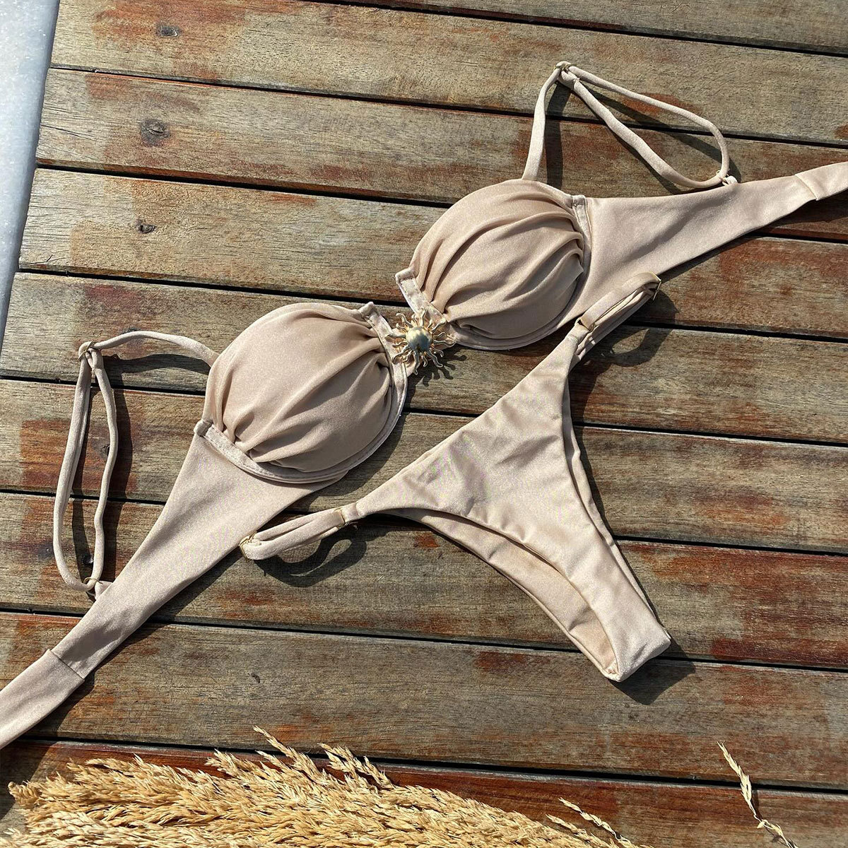 Sexy Feel Of Sensation Women's Solid Color 2 Pieces Set Bikinis Swimwear