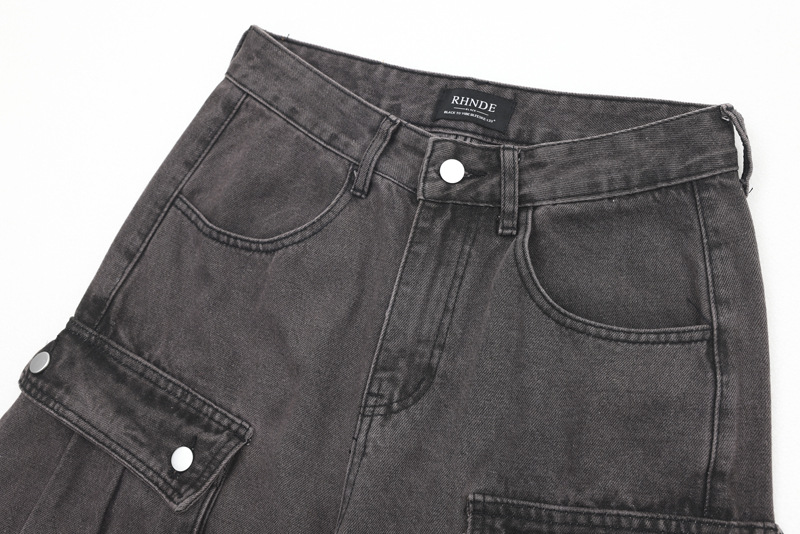 Men's Clothing new retro design multi-pocket jeans men's fashion brand new casual all-matching overalls_voghion.com