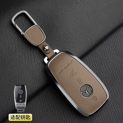 Car key bag: Leather Key Case Gle Gtr - 1-elephant-gray-a-style-3-button-mercedes-benz-amg-square-buckle-french-mountain-goatskin