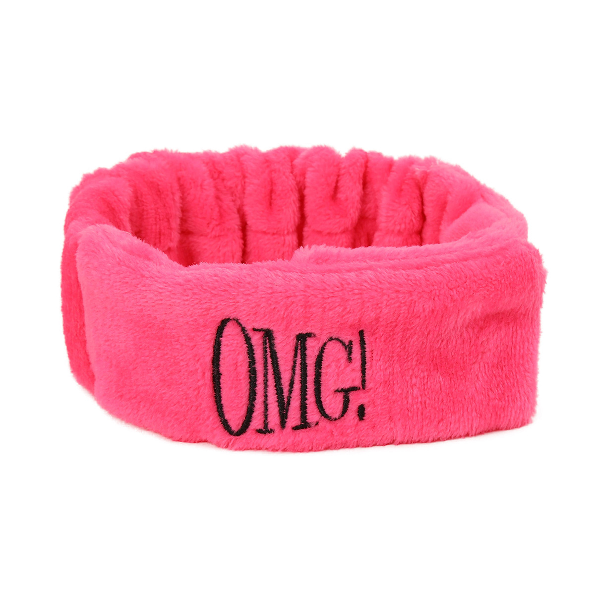 Europa y los Estados Unidos nuevos velcro turbante OMG letras bordadas correa de cabello para mujeres lavar la cara SPA banda de cabello ancho borde peluche adornamiento para el cabello