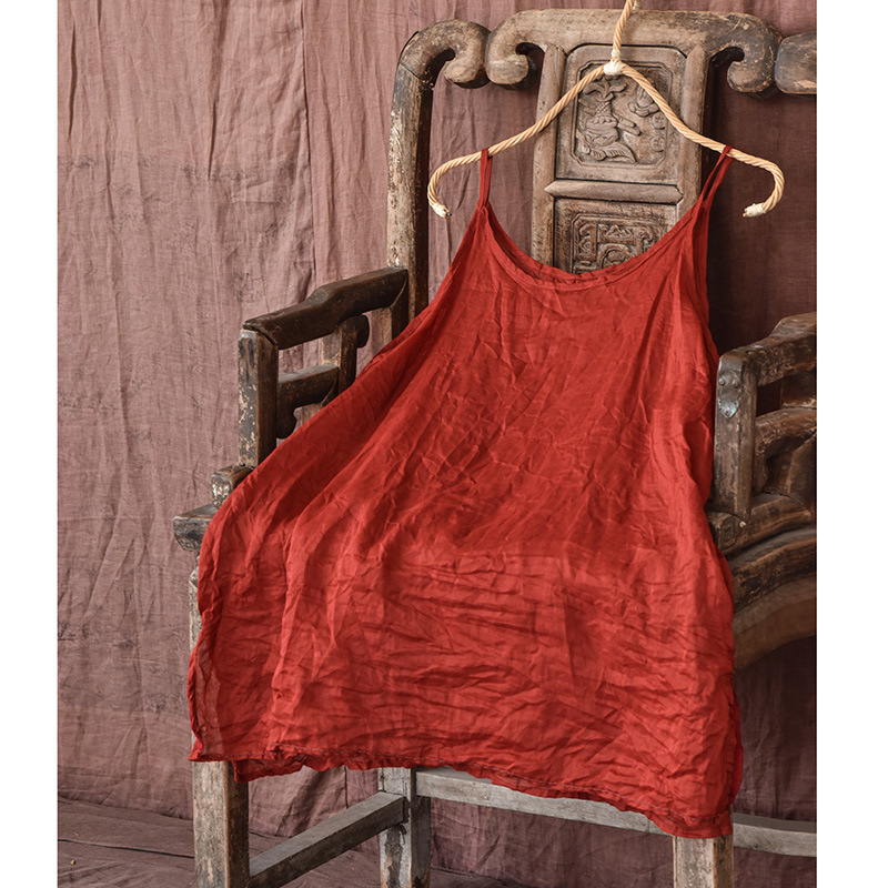 4051 + original large size women's clothing high light Ramie long sling cool base mix hand stitched vest