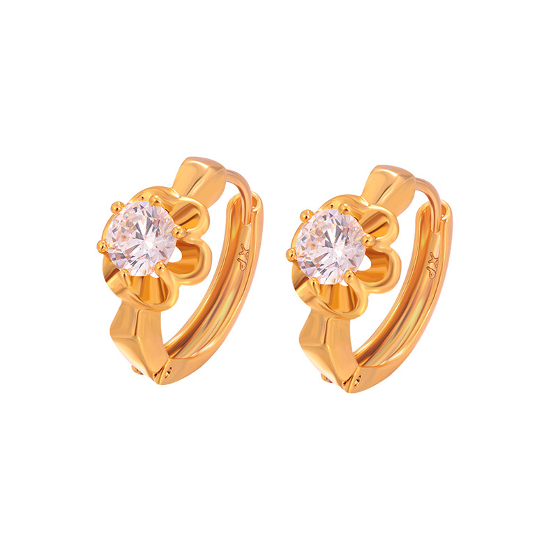 Hebillas de Oreja Geométricas con Flor de Aleación de Cobre Galvanizado para Mujer image 6