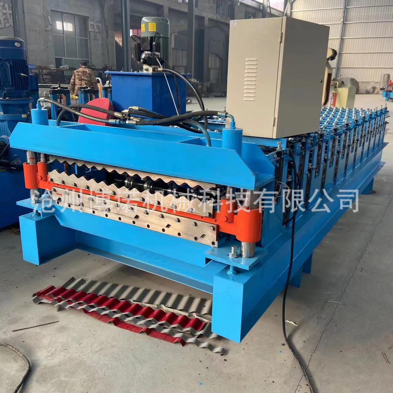 Color automático de acero galvanizado placa azulejo máquina de prensado de doble capa ondulación del agua azulejo de techo máquina de prensado de exportación equipo de doblado en frío