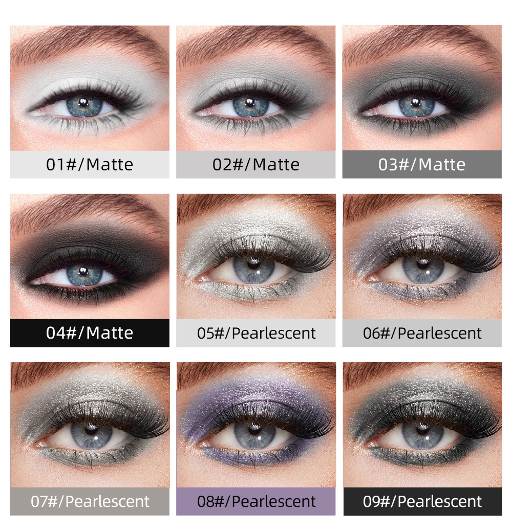 QIBEST Cross-border Cement Grey Eyeshadow Liquid Matte Pearlescent Fine Flash Dark Style European and American punk Smoky Eye Eyeshadow Liquid undefined