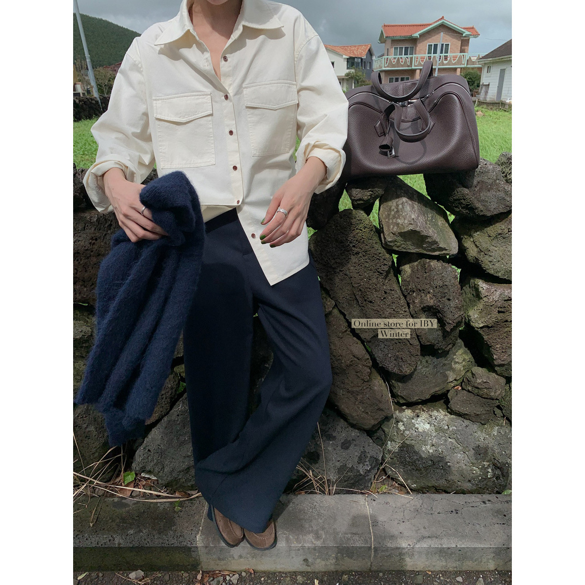 (2개) [반품 없음 변화 없음] 더블포켓 롱슬리브 셔츠 재킷 여자 겨울 아우터웨어 느슨한 탑 올매치 캐주얼 셔츠