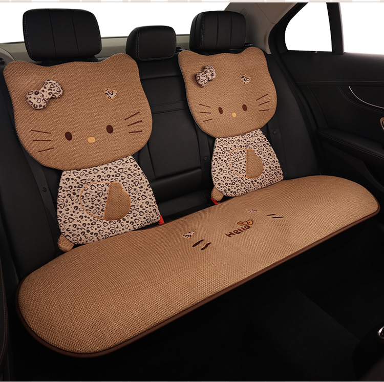 Car Seat Cushion for All Seasons, Side-Mounted, Reverse-Wrapped Kt Summer Cushion, Breathable, Non-Slip, Cartoon Seat Cushion, Five-Seater Car Seat Cover