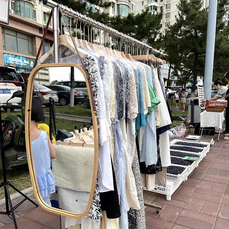 Зеркало в полный рост, настенное, для ночного рынка, портативное, для дома, на открытом воздухе, напольное, настенное, портативное, с подсветкой, маленькое парикмахерское зеркало, мобильное, половина