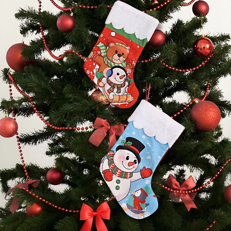 国境を越えた新しいクリスマス装飾ぬいぐるみクリスマスソックスギフトバッグ老人雪だるまヘラジカ柄ギフトバッグ|undefined