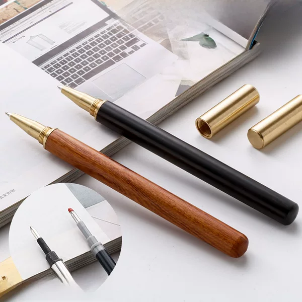 Copper Wood Advertising Wooden Signature Pen Engraving Ebony Pen Wood Signature Pen Enterprise Gift Pen Black Gel Pen