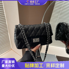 国境を越えた小香風菱格刺繍線バッグ女性2025新型韓国版ファッション百肩高級感小方包