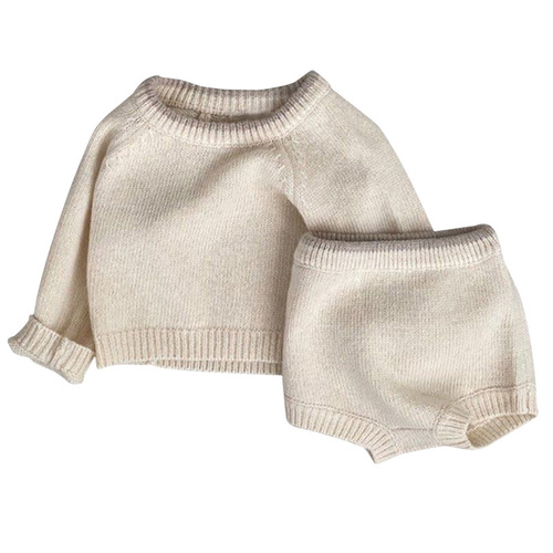 Baby Sweater Spring Top Shorts Set 2024 Korean Children's Clothing Baby Autumn Clothing Newborn Sweater Set