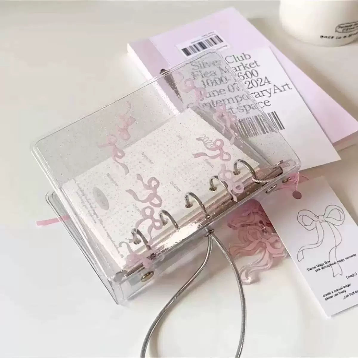 Removable belt with bow, notebook for students, brand book, DIY