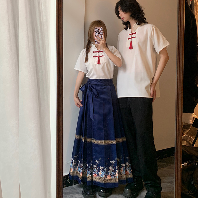 Guofeng horse-faced skirt suit Senior high school student class uniform shirt graduation season national style Hanfu May 4th group performance uniform