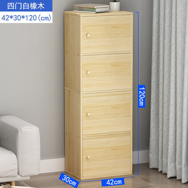 简约带锁柜子多层储物柜带门木柜自由组合家用书柜书架置物小柜子|undefined