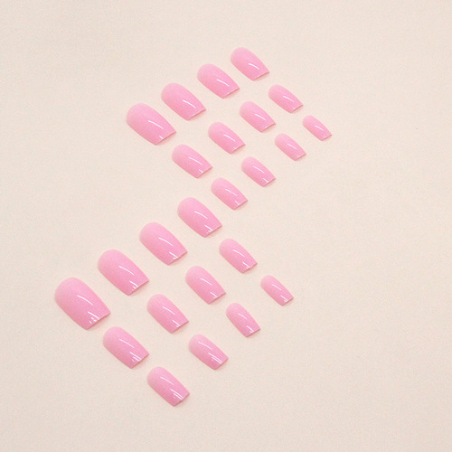 Sweet girly pink gentle European square false nails summer whitening cute gentle manicure pieces wearable nails wholesale
