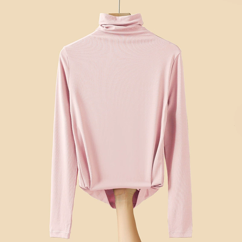 Fitted Long-Sleeve High-Collar Top, Thin Autumn Base Layer, Body-Friendly Fit