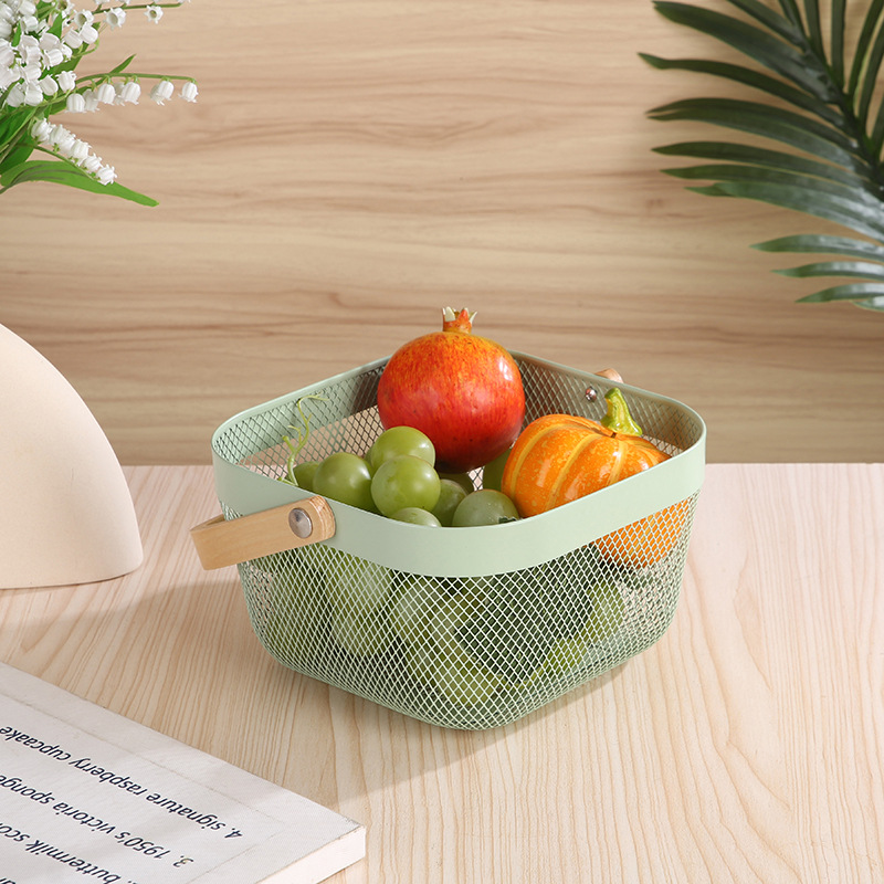 1051g Weight Storage Basket Storage & Cleaning 1 Piece Quantity Wood, Metal Material Color Block Pattern Nordic Style, Simple Style Style Multicolor Color Nordic Style Simple Style Color Block Wood Metal Storage Basket 14