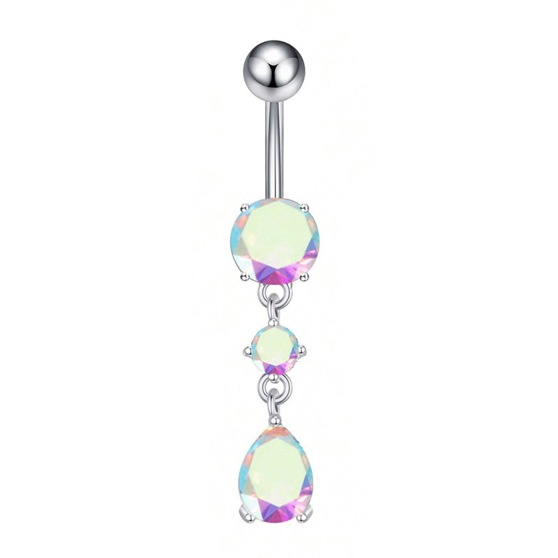 Piercing per ombelico da donna in acciaio inossidabile e rame, stile coreano, con micro intarsi in zircone a goccia d'acqua_voghion.com