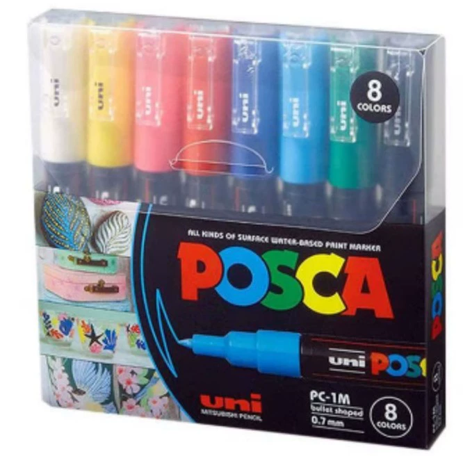 Набор маркеров (UNI POSCA PC серия) PC‑1M/3M/5M — различные размеры наконечников, наборы цветов