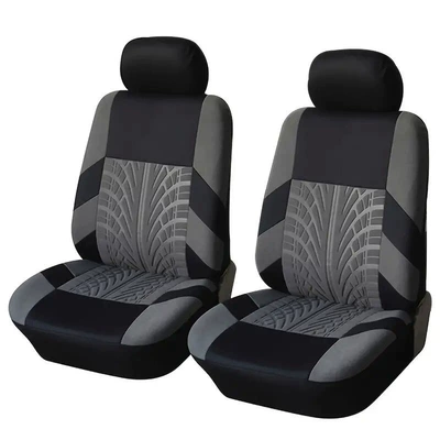 press flower mark fabric seat | Universal seat cover - black-and-gray-press-machine-double-seat-4-piece-set-general
