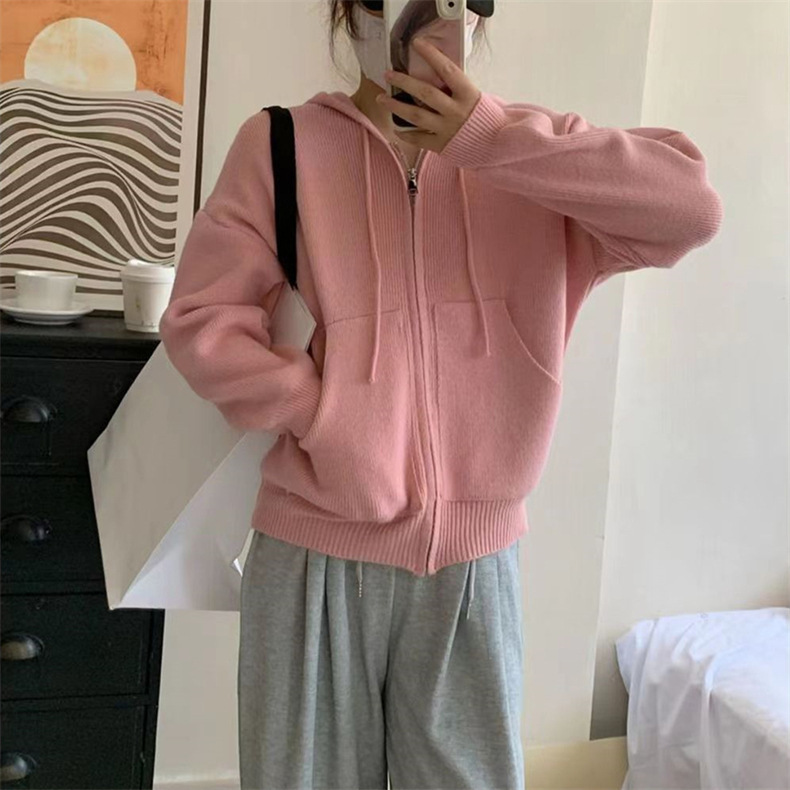 The laid-back style loose, casual and versatile sweater jacket is a new fashion hooded knitted cardigan for women in the autumn and winter of 2022 pic 40