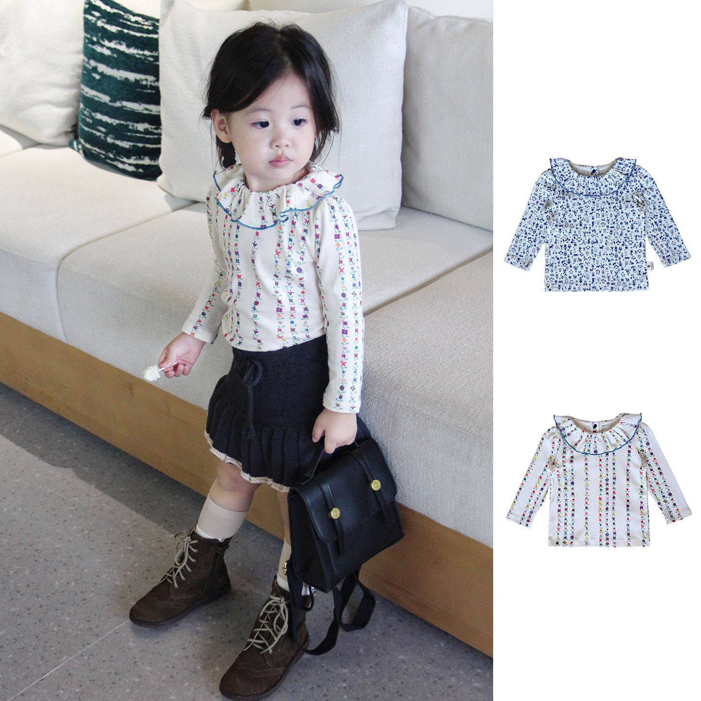 2025 New Type a 100% American Imported Pima Cotton Girls Summer Short-Sleeved Tops French Princess Style