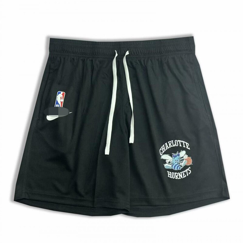 Charlotte Hornets Team Logo Black Mesh Breathable Basketball Shorts American Fashion Brand